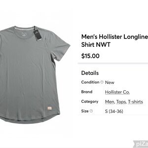 Hollister Men's Short Sleeve Gray Tee, NWT